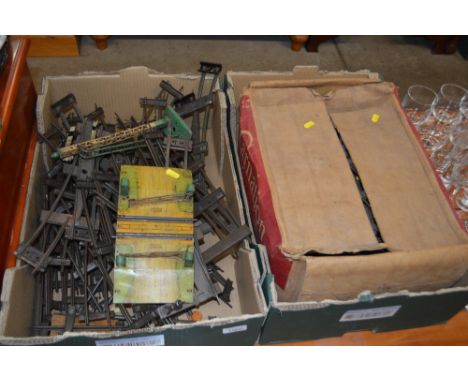 Two boxes of various model train track to include a Hornby Crossing etc. 