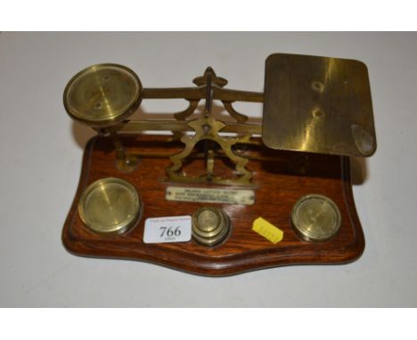 A set of postage scales and weights 