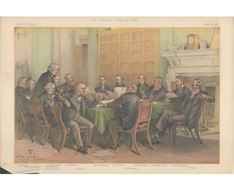 Vanity Fair print. Subject The Cabinet Council 1883. dated 27/11/1883. Approx size 14x12inch. Good condition. All autographs 