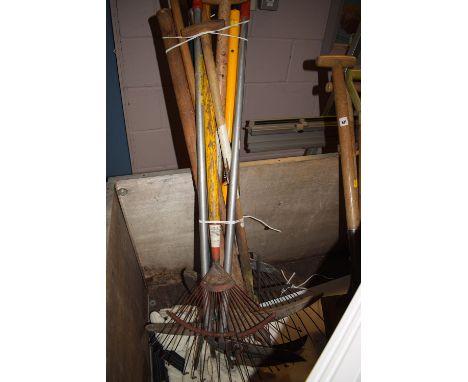 A bundle of garden tools.