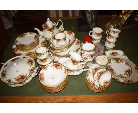 A large quantity of Royal Albert 'Old Country Roses' pattern tea and dinner service, including: eight tea cups, saucers, tea 