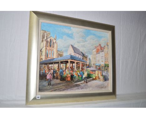 An oil painting by Paul R. Whitehouse - "Hexham Market", signed and dated '97; signed and inscribed verso.