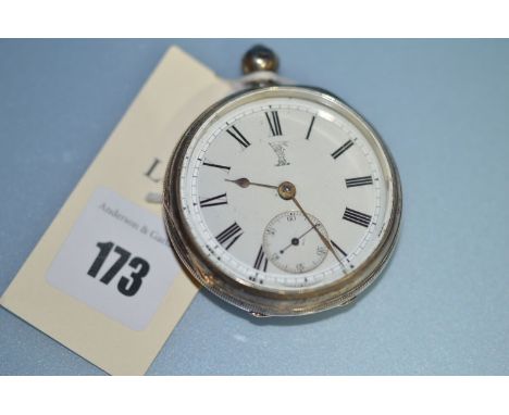 A silver cased open faced pocket watch, by Oliver Young, Newcastle Upon Tyne, no.25626, white enamel roman dial, subsidiary s