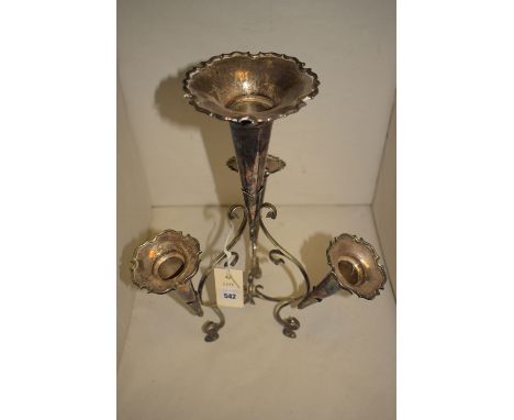 An early 20th Century silver plated four-flute epergne.