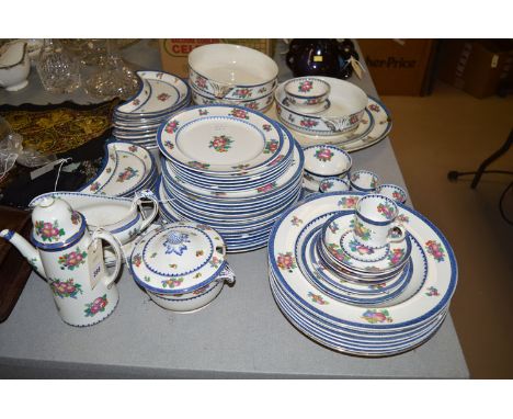 A large quantity of Booths ceramic dinner ware, decorated sprays of fruit on white ground with blue borders, including: dinne