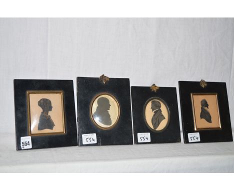 Four Victorian miniature silhouettes - three gentlemen, to include: Rev. Thomas Howard, Rector of Haggerston ...., grandfathe