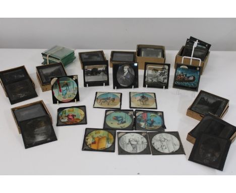 A large selection of  boxed magic lantern glass slides various themes by Ilford Special Lantern Plates and Imperial Dry Plate