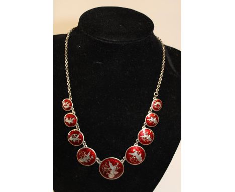 A pretty Sterling silver &amp; enamel necklace 