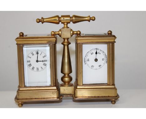 A vintage eight day carriage clock &amp; barometer combination in good working order. ( barometer has glass missing to the fr