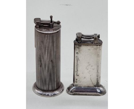 Two Art Deco electroplated lighters, comprising: a Parker Roller Beacon example, 13cm high; and a Dunhill Tallboy style light