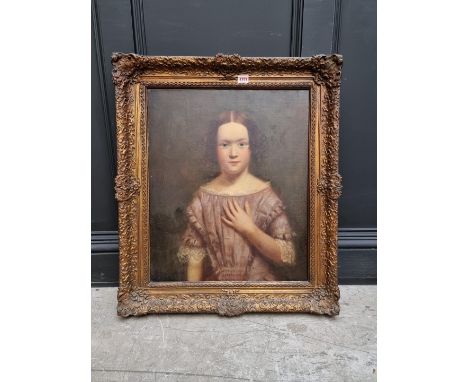 British School, 19th century, half length portrait of a young girl, oil on canvas, 60 x 50cm. 