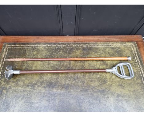 A silver mounted malacca cane; together with a vintage shooting stick.