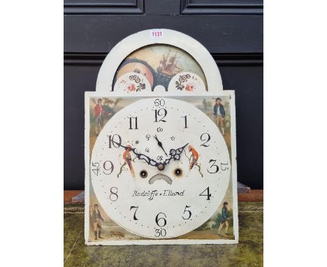 A 19th century eight day longcase clock dial and movement,&nbsp;the 14in painted moonphase arched dial inscribed 'Radcliffe *