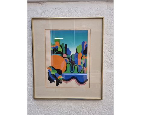 Ryo Saito (Japanese),&nbsp;abstract landscape, signed, dated '72 and numbered 1/20, lithograph, 38 x 29cm.&nbsp;&nbsp; 