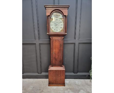 An early 19th century oak eight day longcase clock, the 13in arch painted dial inscribed 'Gowland, Blyth', 208cm high, with p