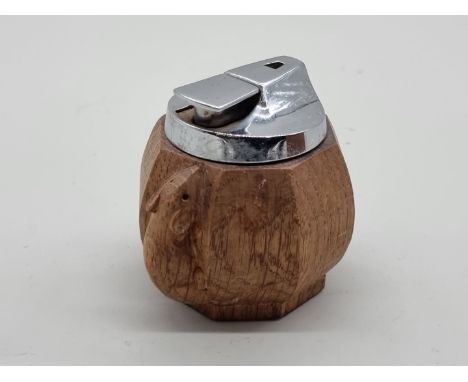 A Robert 'Mouseman' Thompson of Kilburn oak octagonal lighter,&nbsp;7cm high. 