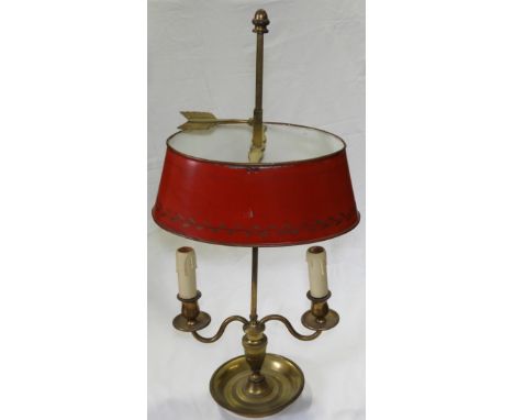 BRASS TABLE LAMP WITH TIN SHADE 