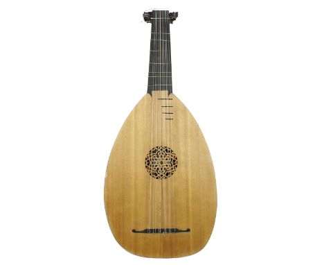 Contemporary lute by and labelled Michael John Barker,&nbsp;with eleven rib satinwood back and spruce table; also sold with a