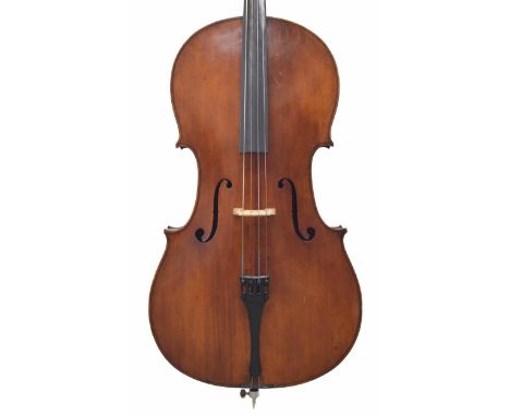 Late 19th/early 20th century violoncello labelled Joannes Franciscus Pressenda.., the two piece back of fine/medium curl with