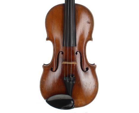 Good Scottish violin circa 1870, unlabelled, the one piece back of plainish wood with similar wood to the head, the sides of 