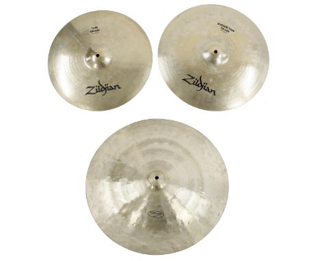 Zildjian 16" thin crash cymbal; together with a Zildjian 17" medium thin crash cymbal and a Stagg CH22 china cymbal 