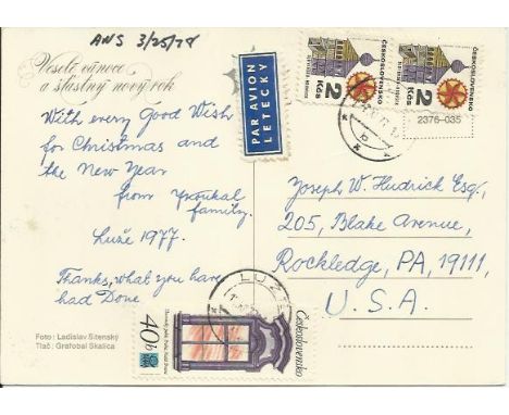 K Koukal 303 Sqn Battle of Britain signed index card. Good Condition