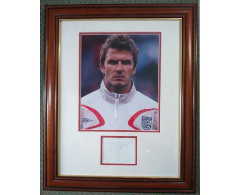 David Beckham framed autograph. Lovely framed autograph of England football legend David Beckham, mounted underneath a nice b