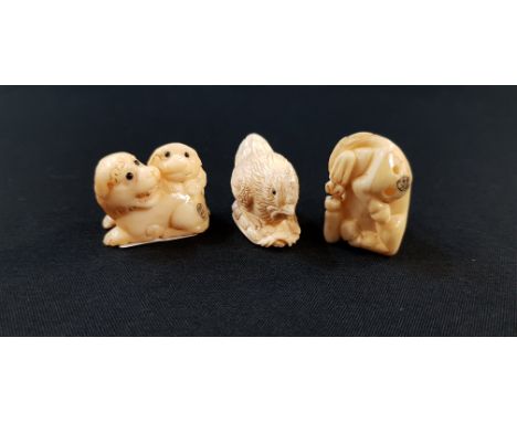 3 CARVED NETSUKE