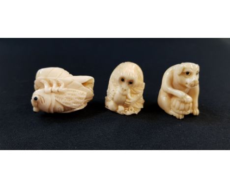 3 CARVED NETSUKE