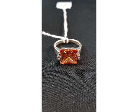 SILVER AND CITRINE STYLE RING