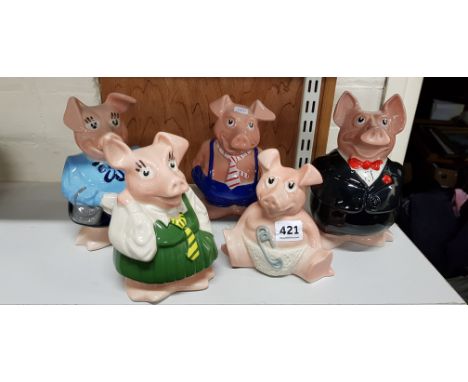 FULL SET OF 5 WADE NAT WEST PIG MONEY BANKS