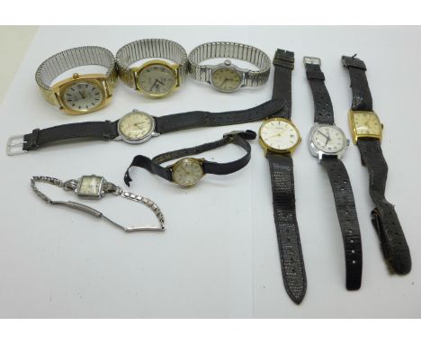 Nine manual wind wristwatches 