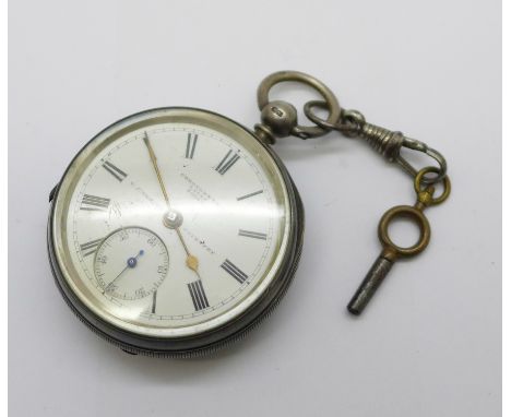 A silver cased pocket watch, the dial marked  'Chronometer, Lever 36647, T.J. Mercer, Coventry' 