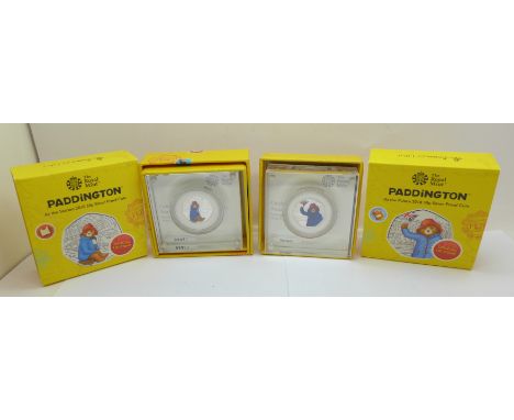 Two The Royal Mint, Paddington 2018 50p Silver Proof Coins, At The Palace and At The Station, boxed with certificates 