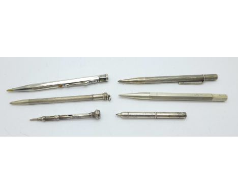Six silver pencils 