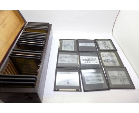 Box of slides, plans and drawings of locomotive engine parts 
