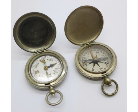 A military compass, marked 'Dennison, Birmingham, VI 53490 1917', and one other compass 