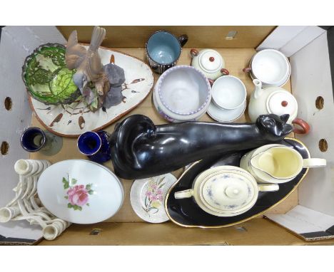 A collection of china and other items including Poole, Lovatts Langley ware, Palissy and other pots, plates, etc. **PLEASE NO