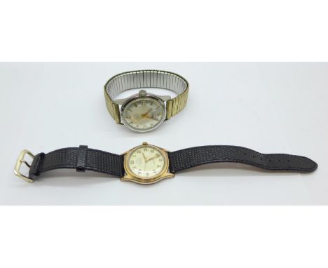 Two gentleman's wristwatches, Avia Daytyme automatic, button loose, and Mondaine 