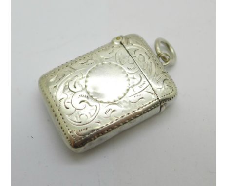 A late Victorian silver vesta case, Birmingham 1897 