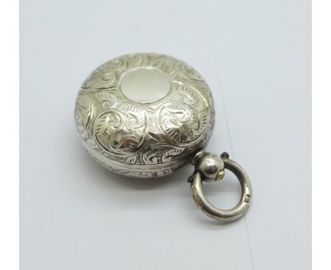 A Victorian silver sovereign case with engraved decoration, Birmingham 1895 