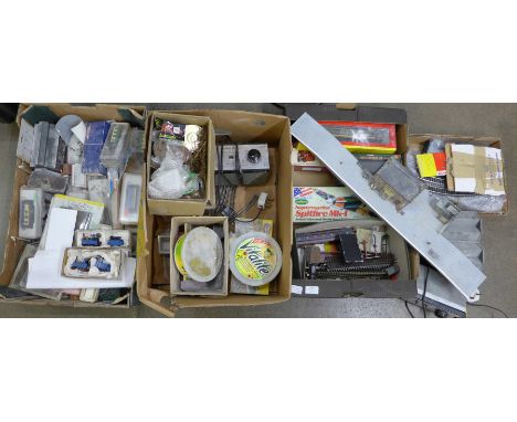 Three boxes of model rail and model vehicles **PLEASE NOTE THIS LOT IS NOT ELIGIBLE FOR POSTING AND PACKING** 