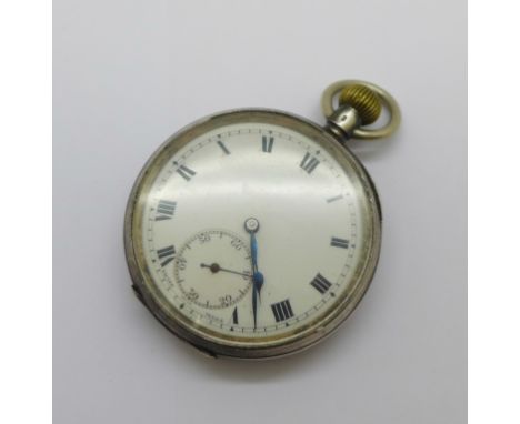 A silver cased top-wind pocket watch 