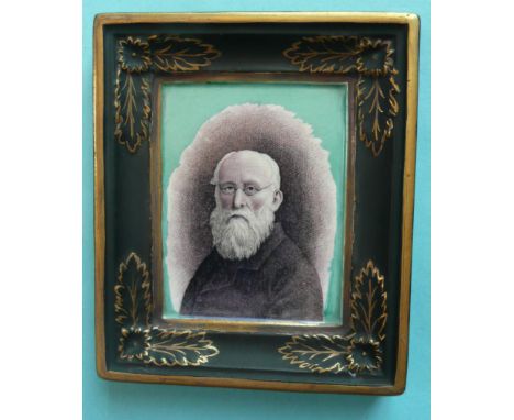 (Potlid pot lid Prattware) A rectangular portrait plaque moulded with integral frame: Felix Edwards Pratt (173) rear corner r
