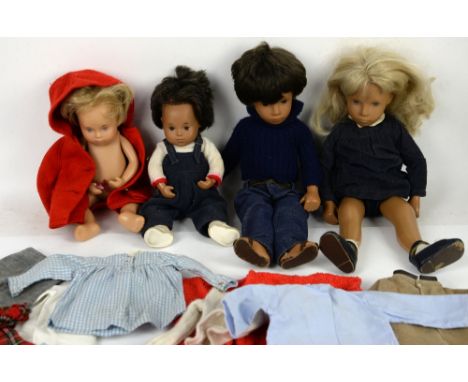 Four Sasha dolls with various outfits, comprising Sasha Blonde Blue Cord, Gregor Dark Denims, and two others,         Sasha b