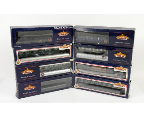 Sixteen H0/00 gauge coaches by Roco, Fleischmann, Jouef and others in eight Bachmann boxes,PROVENANCE: From a deceased estate