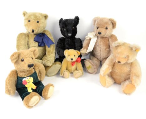 Collection of six Teddy Bears, to include 'Barnum' designed by Judy Sparrow, Dean's Rag Book Limited edition 'Oscar' black gr