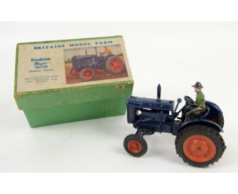 Britains Model Farm, Fordson Major Tractor, with rubber tyres, in green card box        Box worn. Separation down two short e