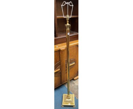 BRASS REEDED CORINTHIAN COLUMN LAMP STANDARD