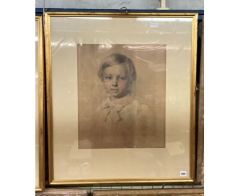 19TH CENTURY ENGLISH SCHOOL PENCIL AND PASTEL PORTRAIT OF A YOUNG BOY FRAMED AND GLAZED 40CM X 50CM APPROX 